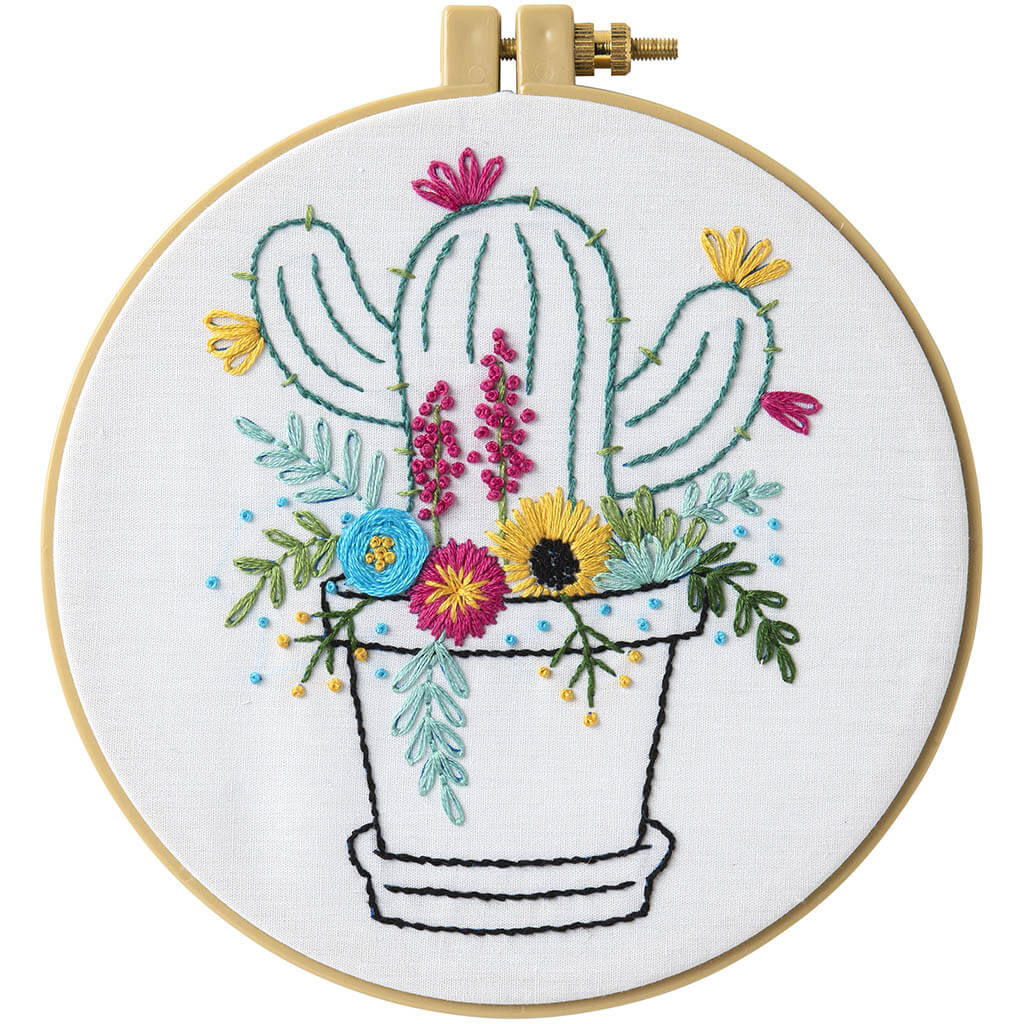 Stamped Embroidery, Cactus Bloom