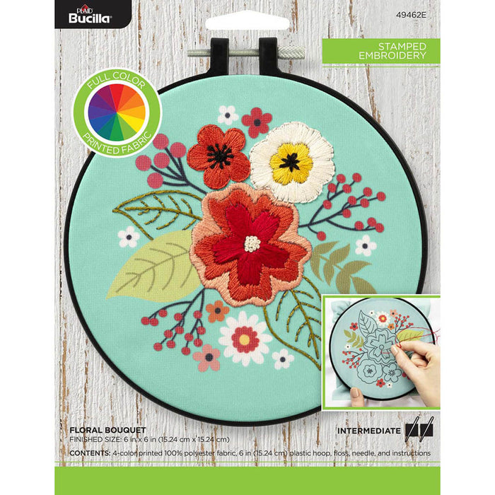 Stamped Embroidery Full Color Floral Bouquet