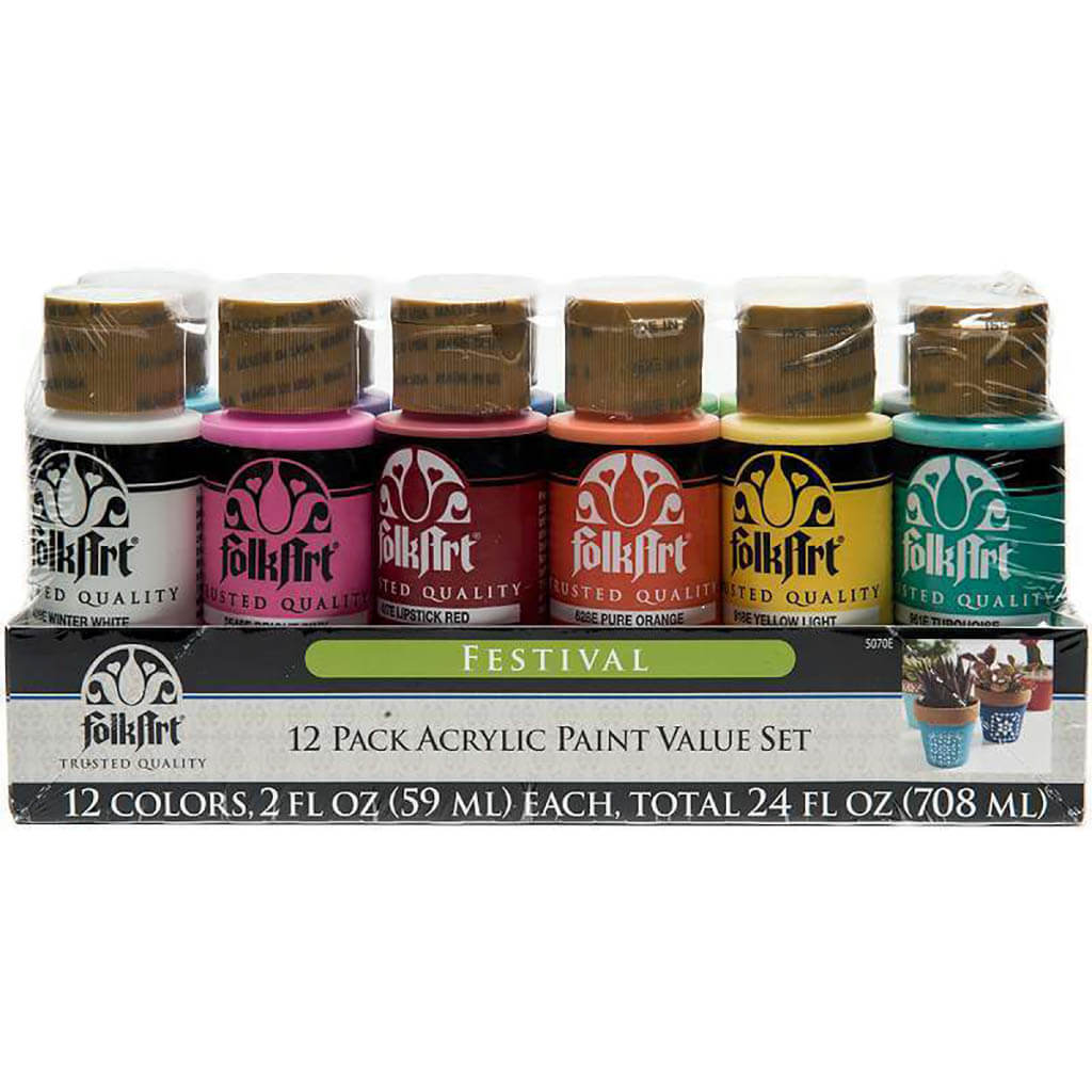 Folkart Festival Paint Set, 12 Colors