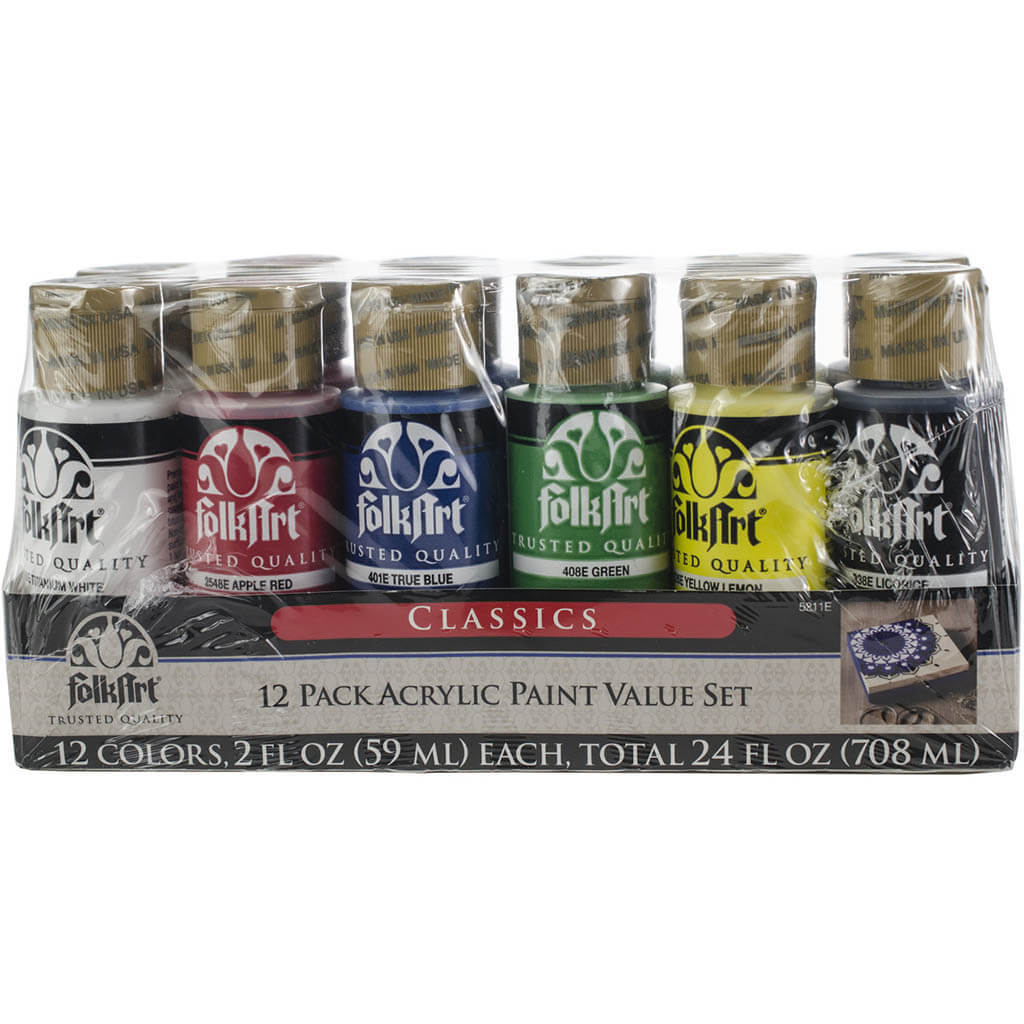 Folkart Classics Paint Set, 12 Colors