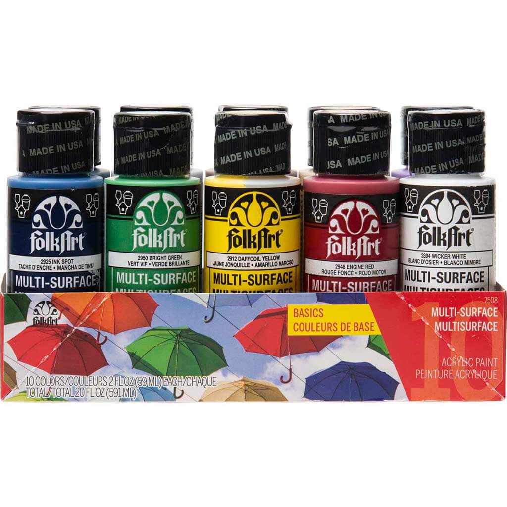 Folkart Multi-Surface Paint Set of 10 Basics