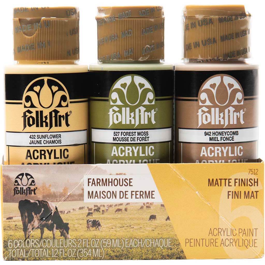 Folkart Acrylic Colors Paint Set of 6 Farmhouse