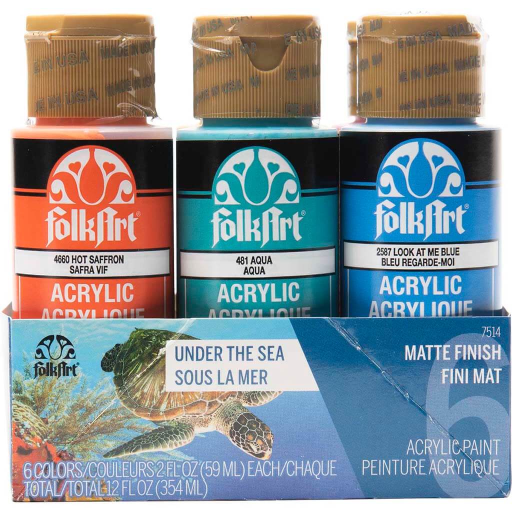 Folkart Acrylic Colors Paint Set of 6 Under the Sea