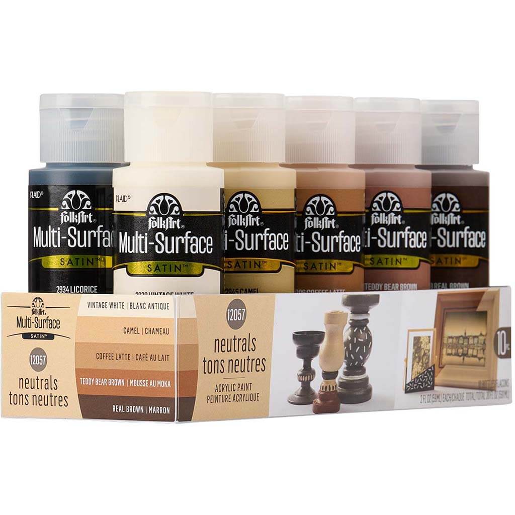 Folkart Multi-Surface Neutrals Paint Set, 10 Colors