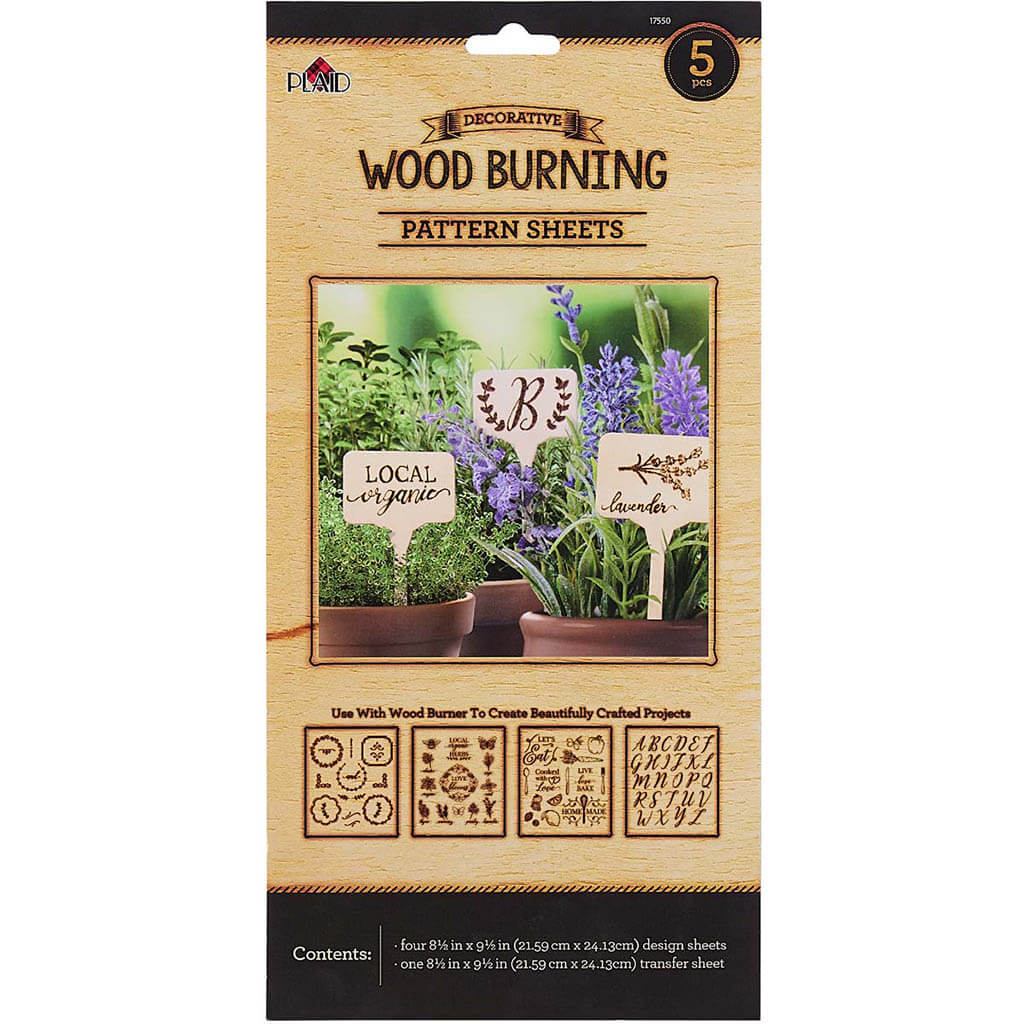 Plaid Wood Burning Pattern Sheets, Outdoor 5pc