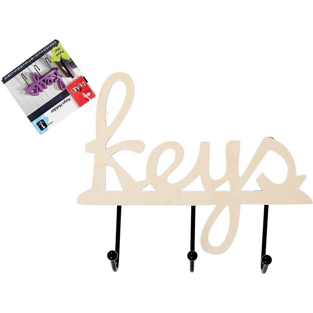 Wood Surfaces Key Holder Plaque with 3 Hooks
