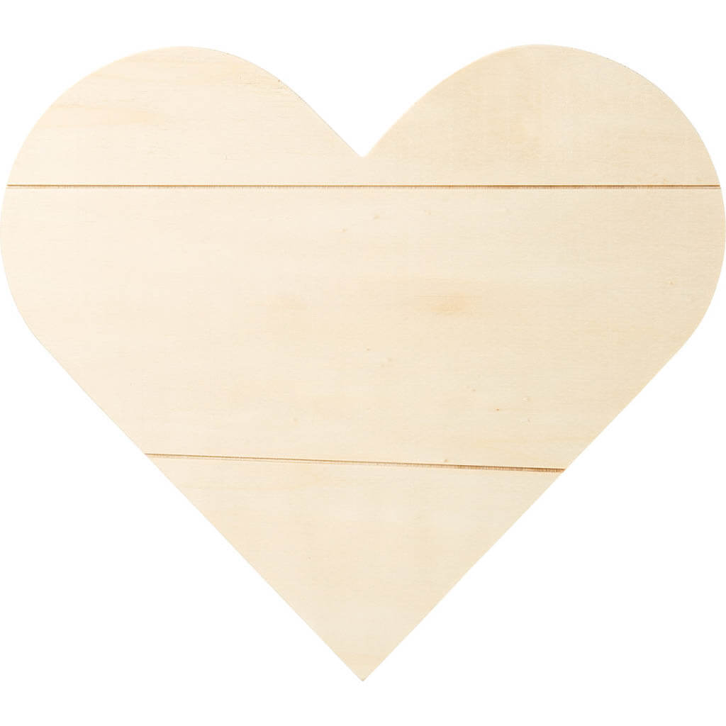 Heart Sign Whitewash Plywood, 11.81in x 10.59in