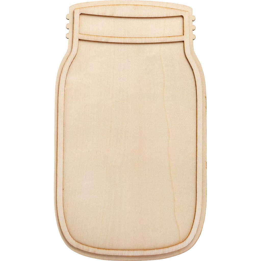 Unpainted Layered Wood Shape Mason Jar, 10in