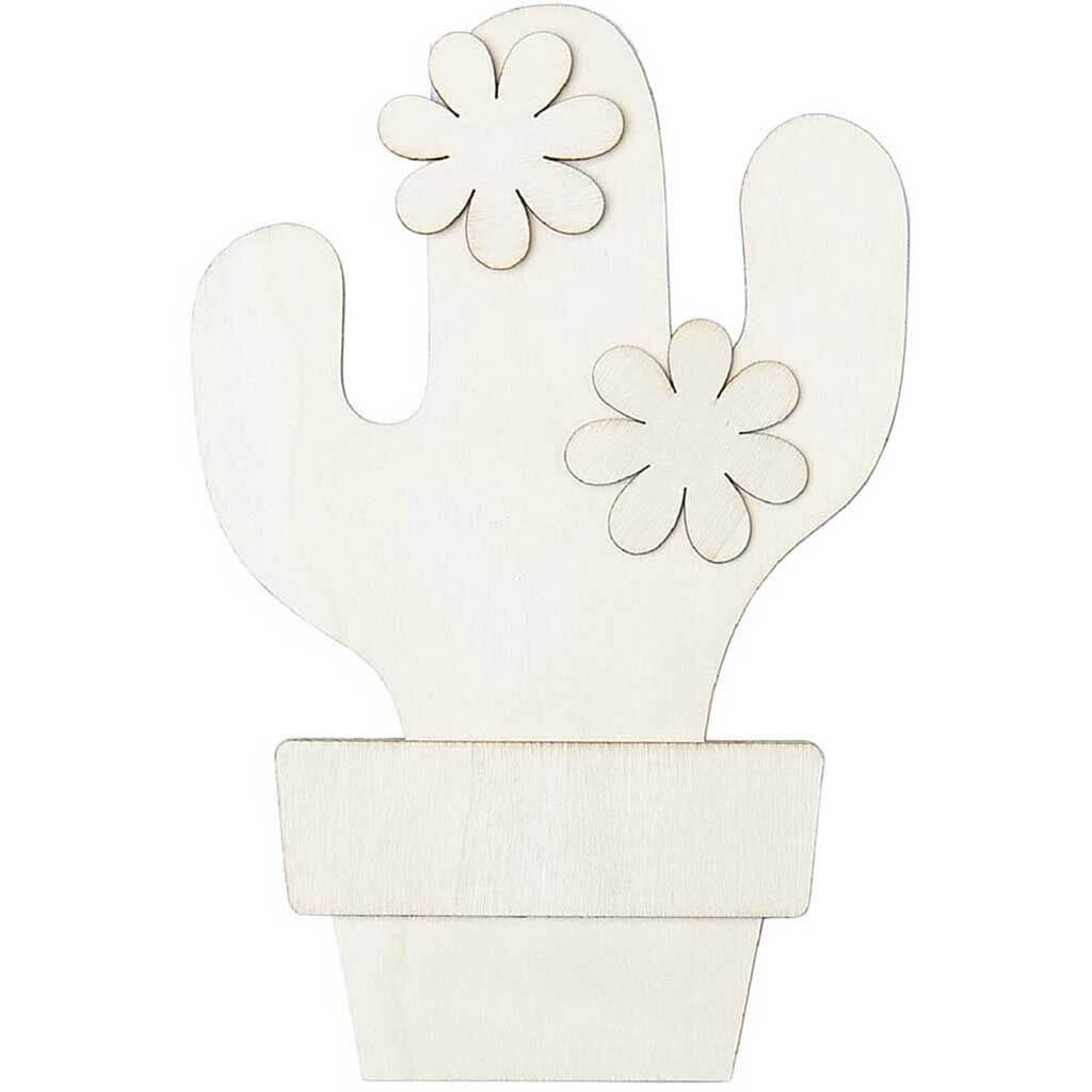 Layered Wood Shape Cactus, 7in