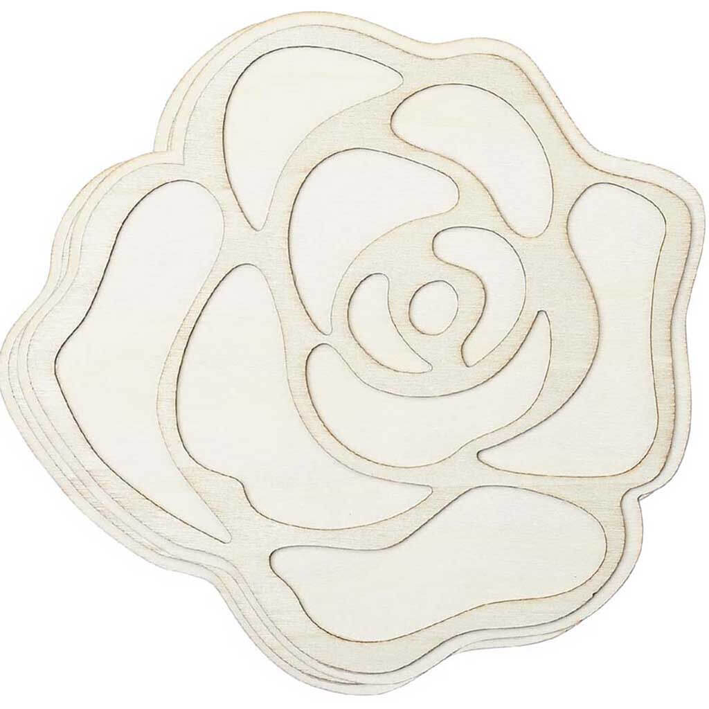 Layered Wood Shape Rose, 7in
