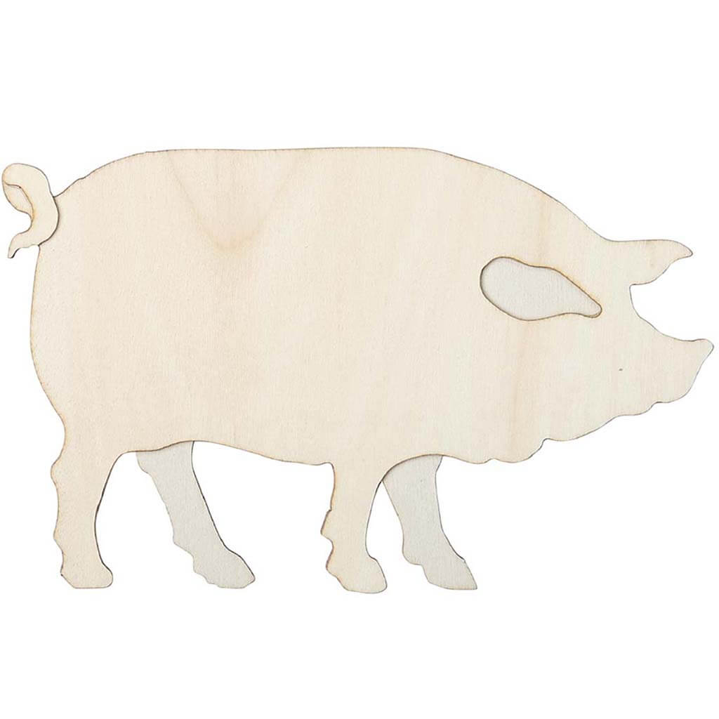 Layered Wood Shape Pig, 7in