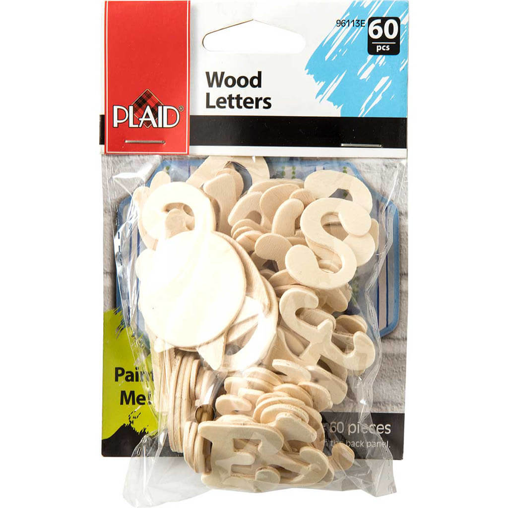 Wood Letters 60pc Bag, 1in