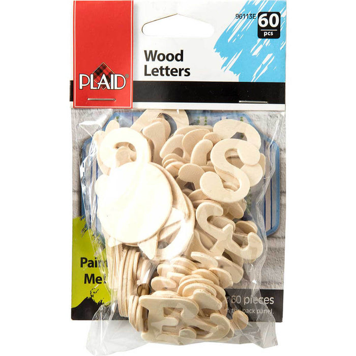 Wood Letters 60pc Bag, 1in