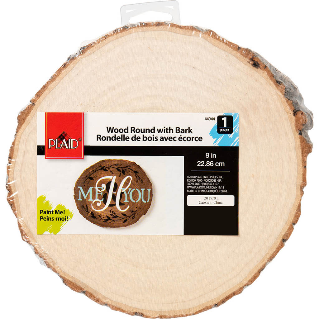 Wood Surfaces Wood Round with Bark, 9in