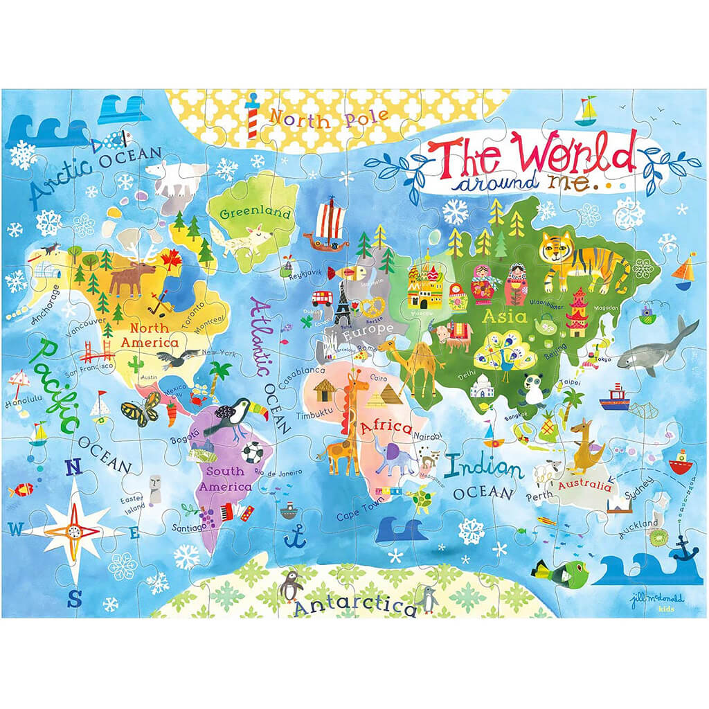 Gibson World Map Floor Jigsaw Puzzle Game for Kids 60pc