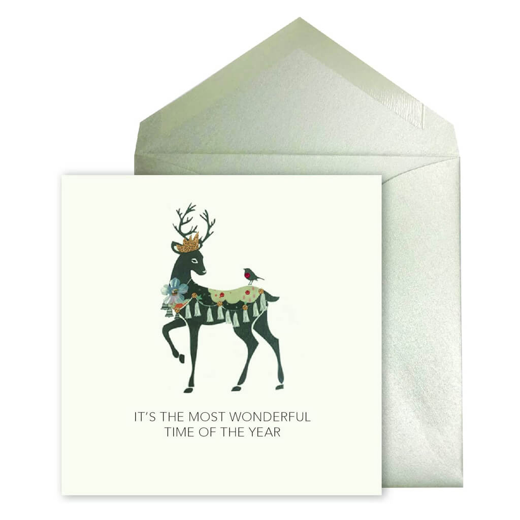 Christmas Card Reindeer With Crown