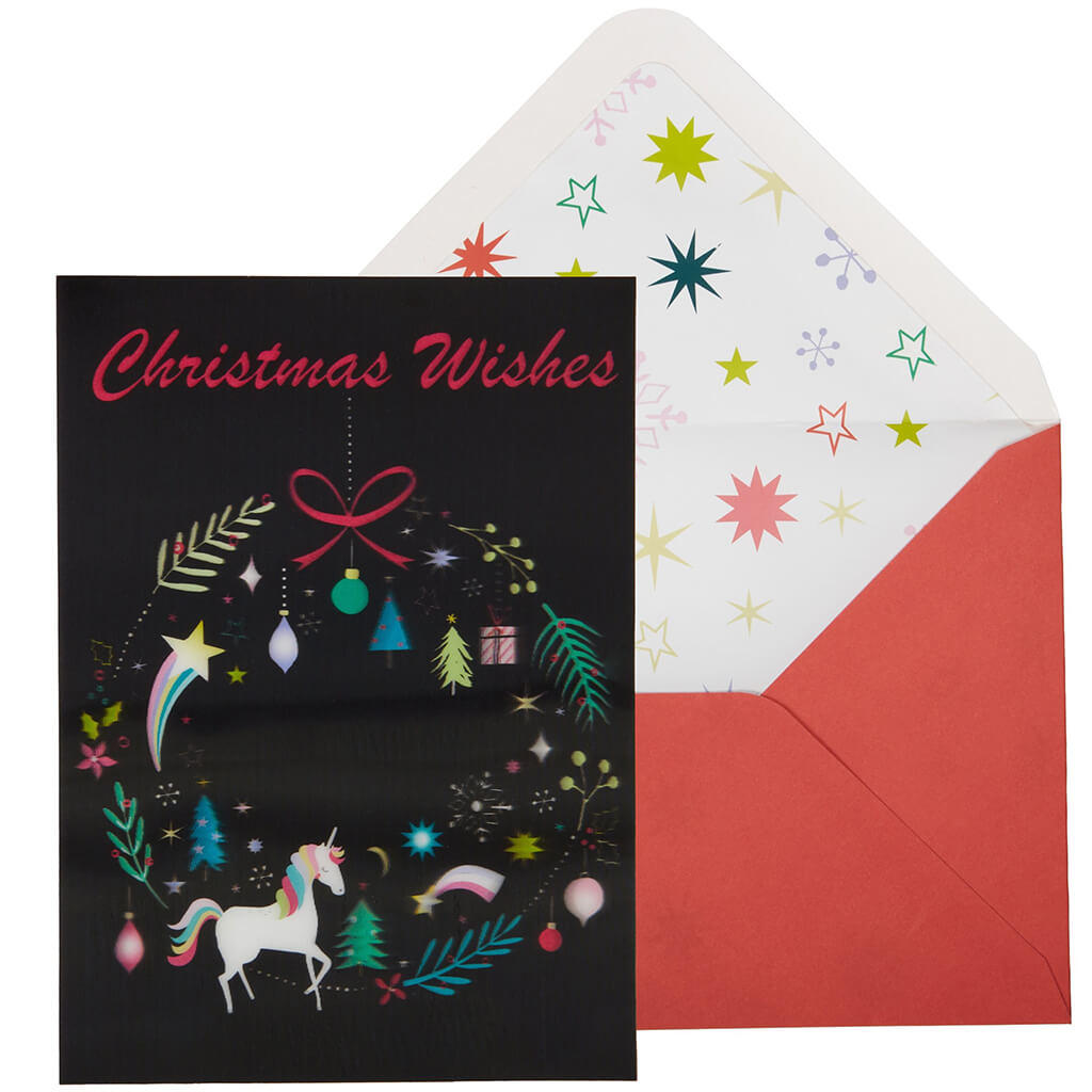 Christmas Card 3D Wreath With Unicorn