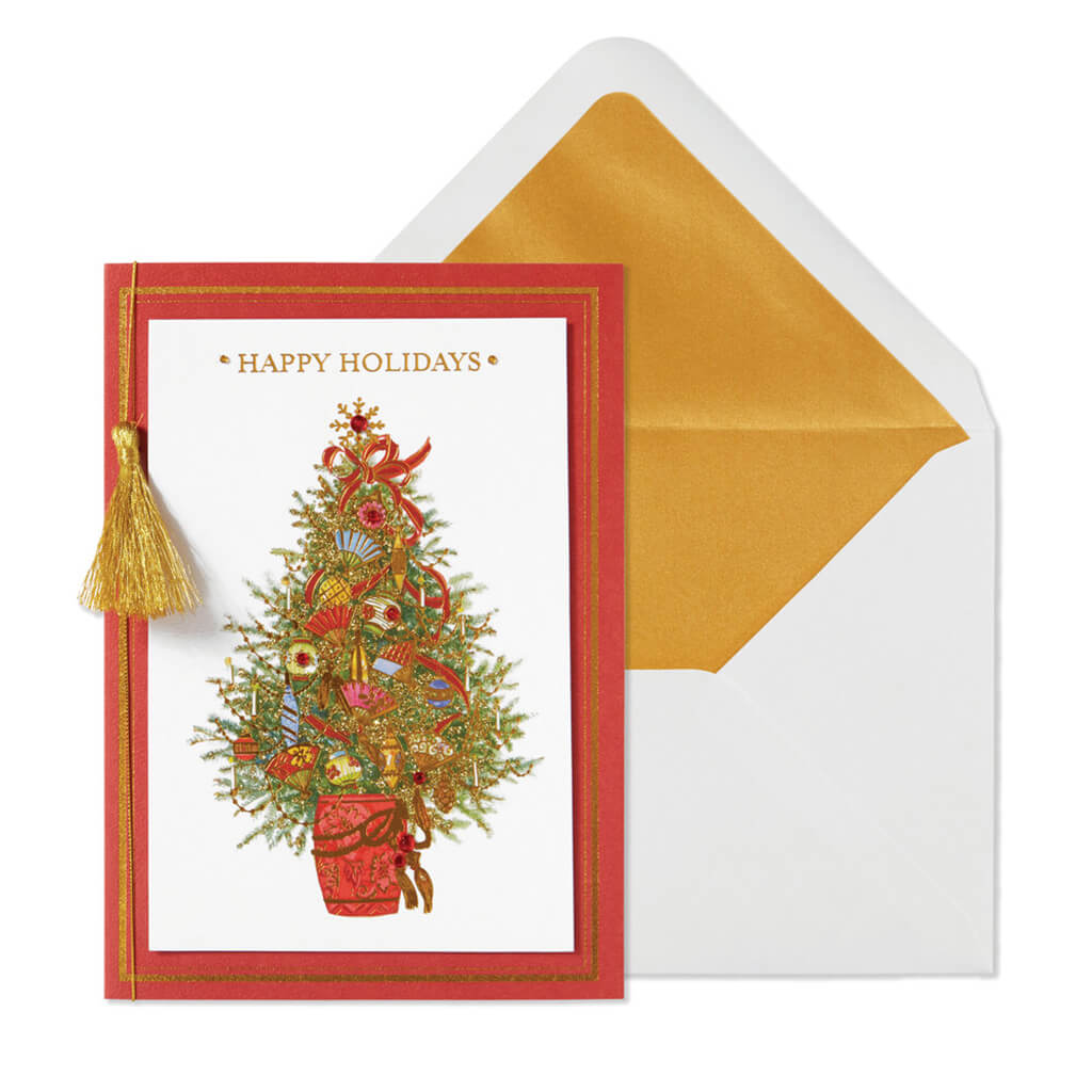 Christmas Card Asian Fan Tree