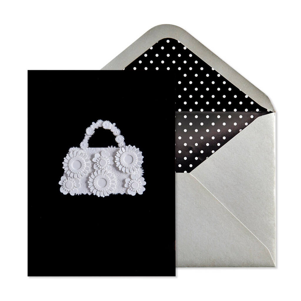 Birthday Card White Flower Handbag