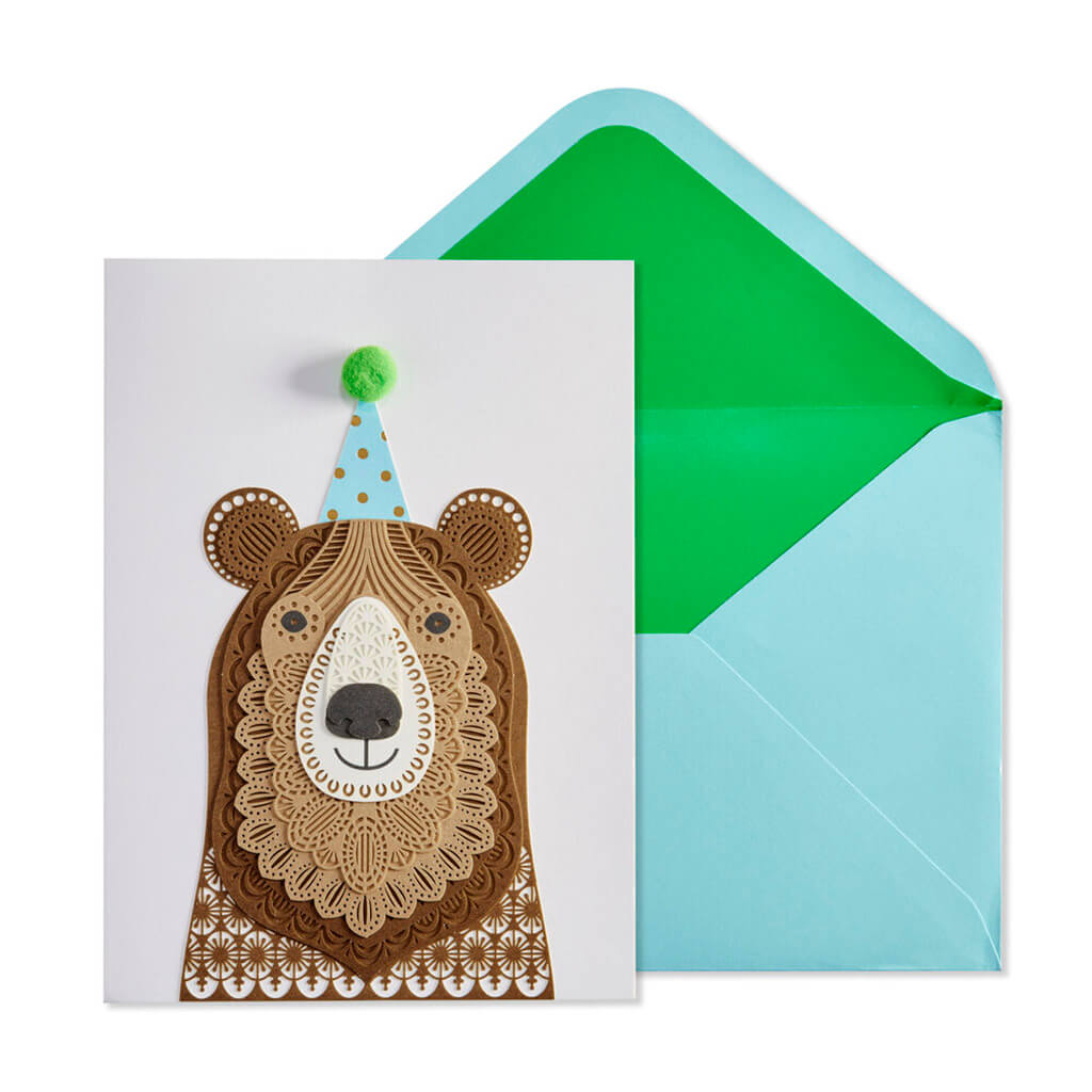 Birthday Card Bear With Hat