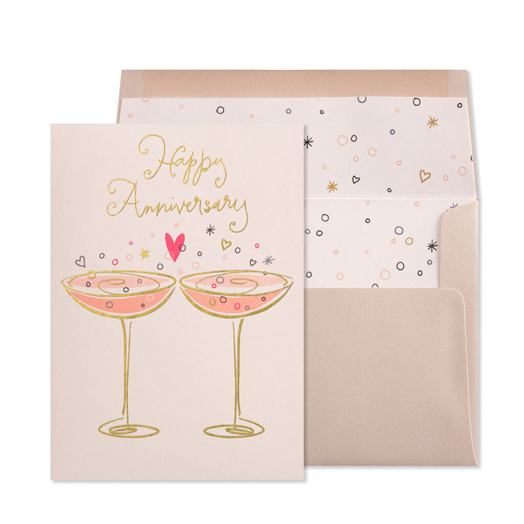 Anniversary Card Two Champagne Glasses