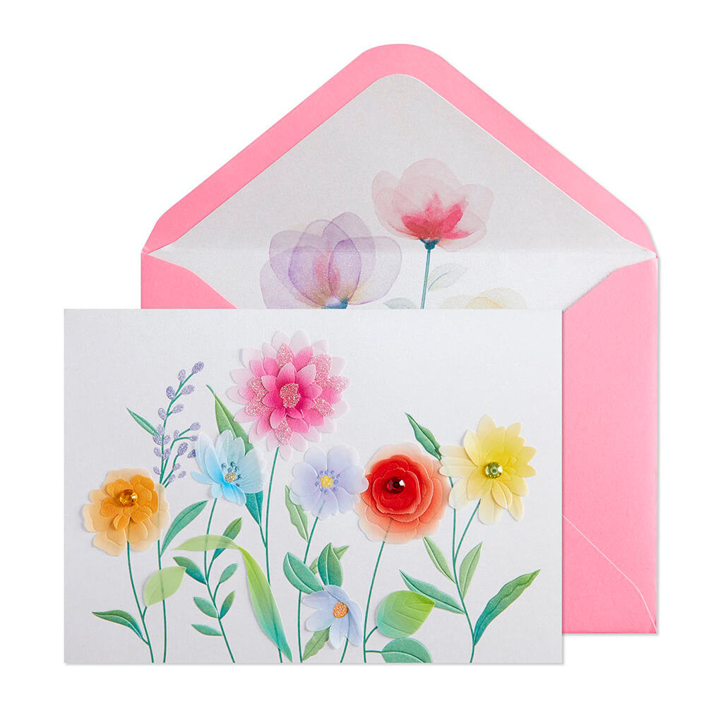 Blank Card Vellum Growing Flowers