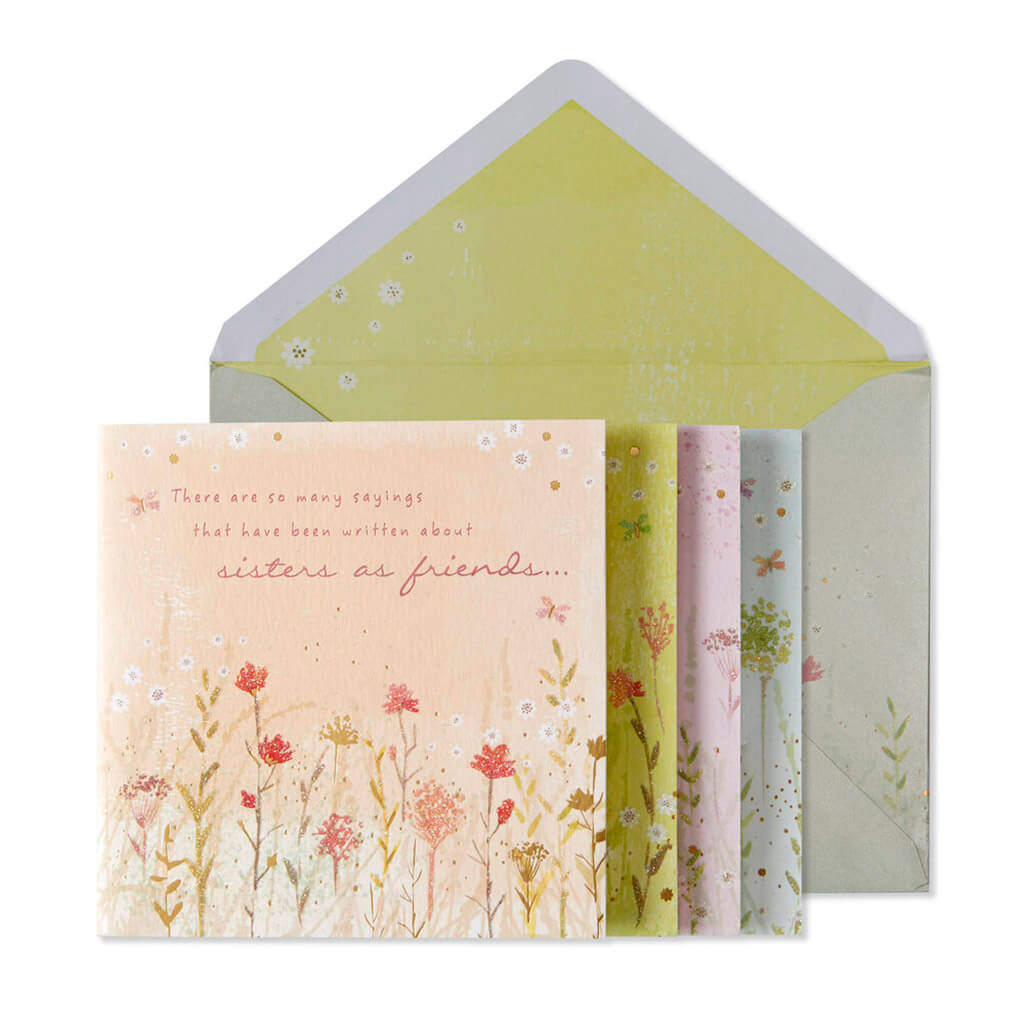 Birthday Card Sister Field Of Flowers Pink