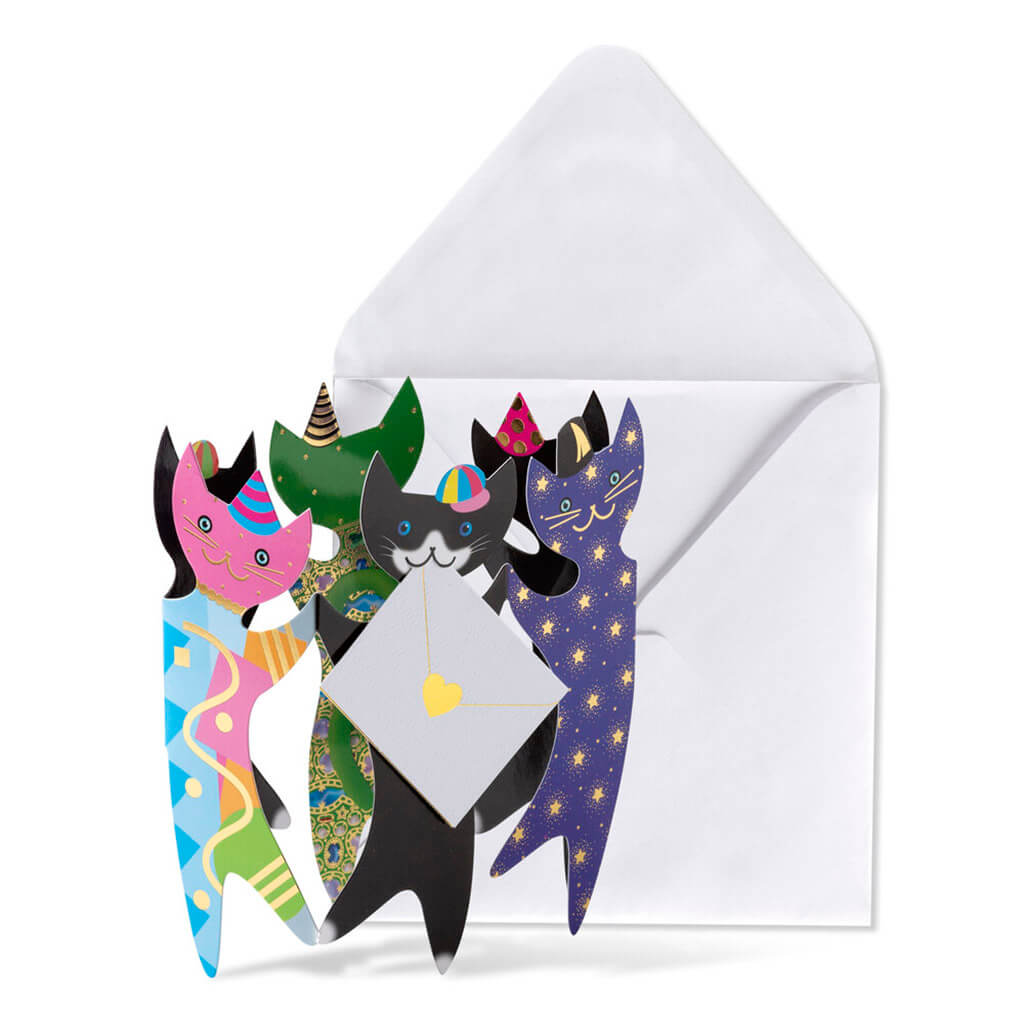 Blank Card Cats With Party Hats