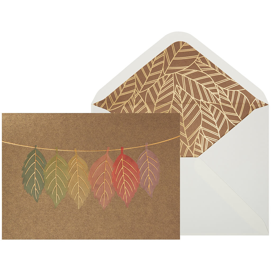 Blank Card Glitter Leaves