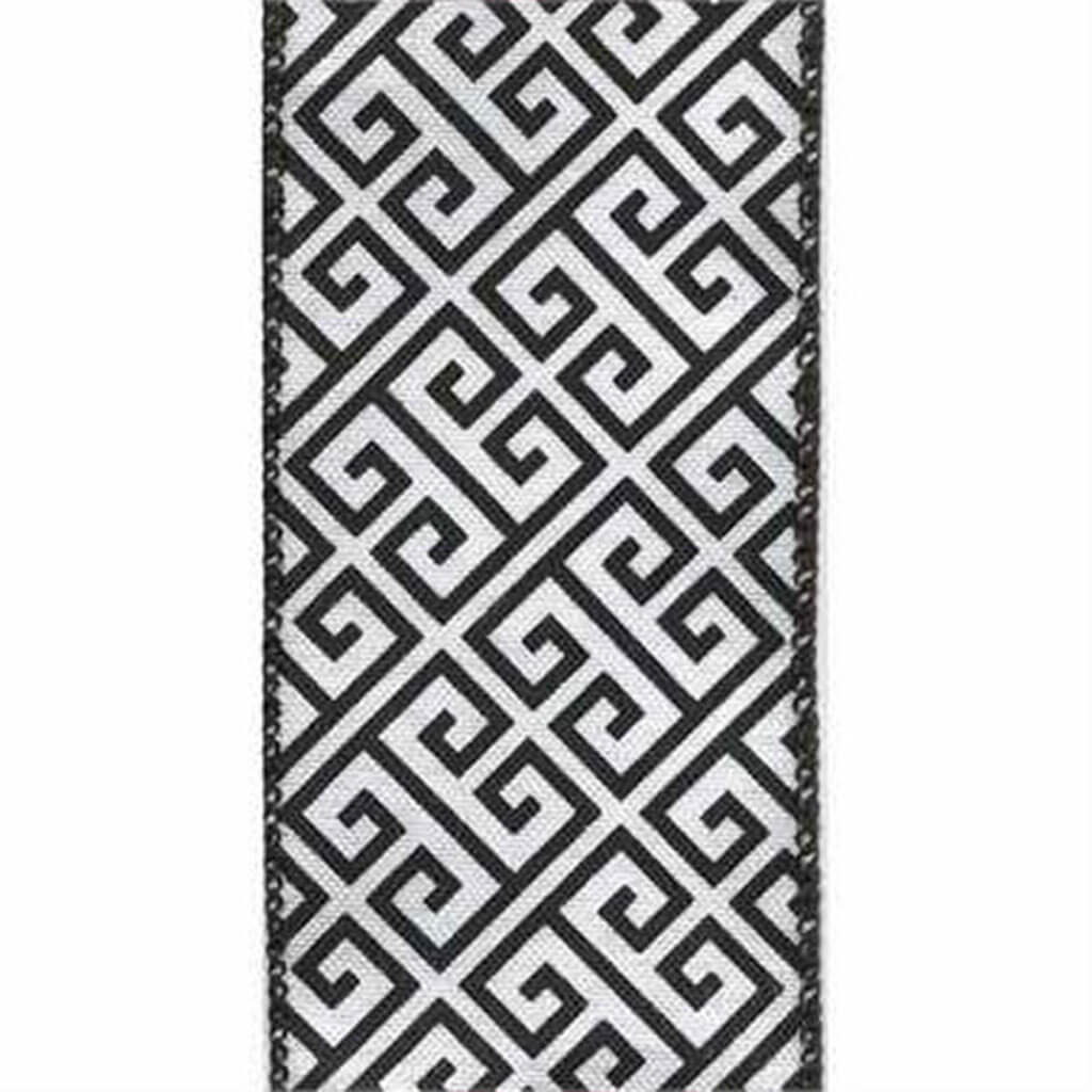 Santorini, Wired Edge Black/White #100, 4 in, Sold Per Yard