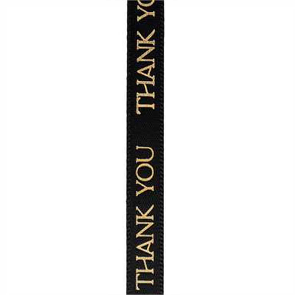 Salutation, Thank You Print Black/Gold #1H, 3/8 in