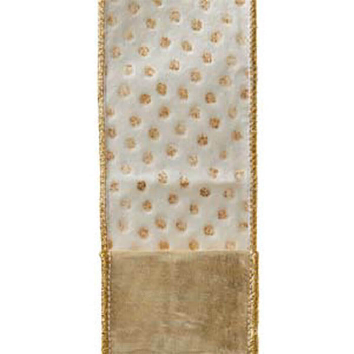 Lanza, Wired Edge White/Gold #40, 2.5in, Sold Per Yard