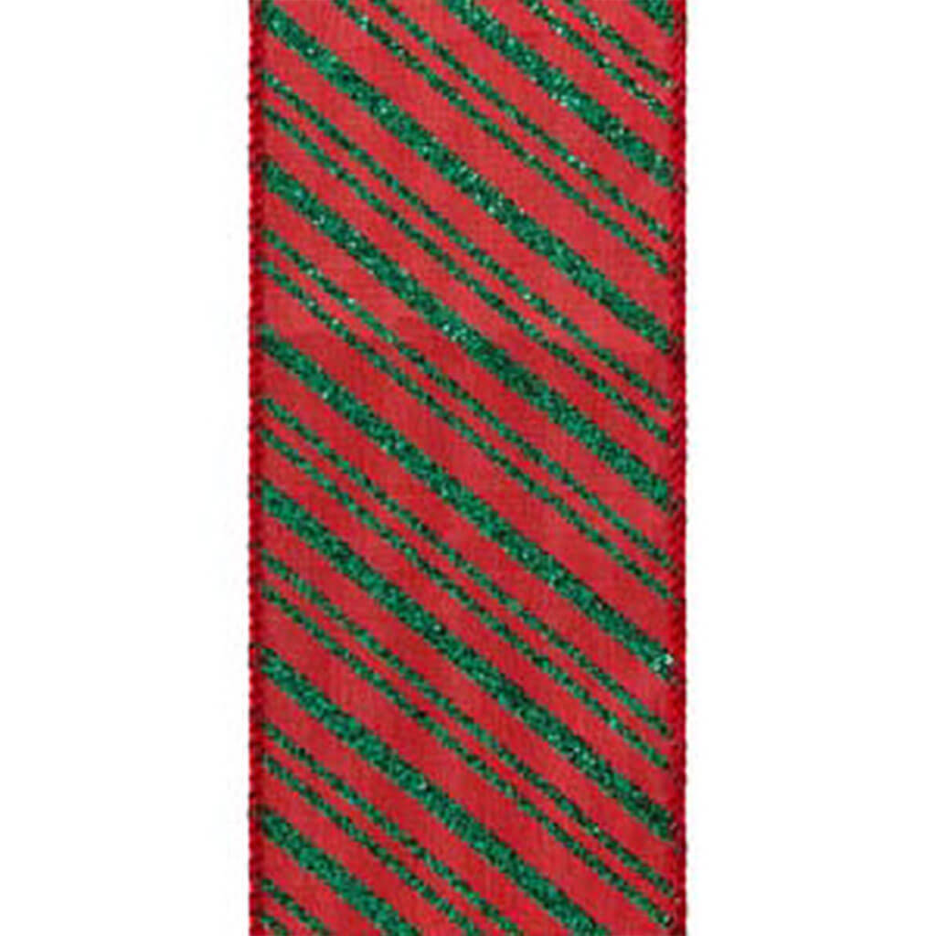 Stribe, Wired Edge Red/Green #40, 2.5in, Sold Per Yard