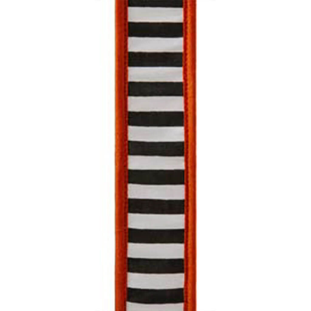 Conetta, Wired Edge White/Black/Orange #9, 1.5in, Sold Per Yard