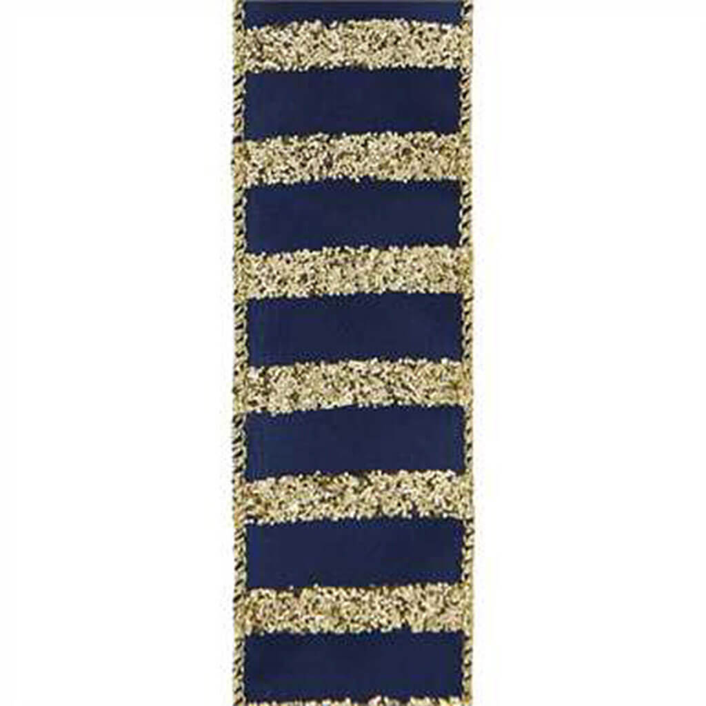 Talbot, Wired Edge Navy/Gold #9, 1.5in , Sold Per Yard