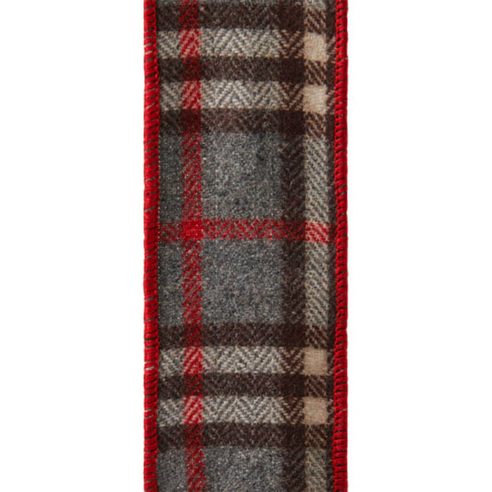 Warwick, Wired Edge Grey/Red/Black #40, 2.5in, Sold Per Yard
