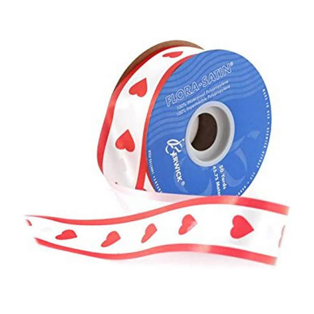 Flora Satin Red/White Queen of Hearts #9 1-7/16in