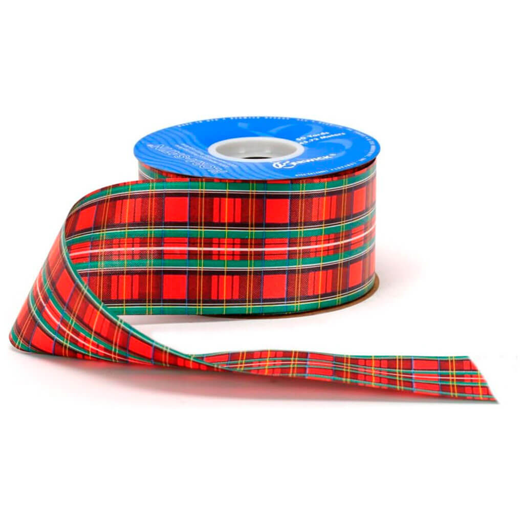 Flora Satin Red Tartan Plaid  #40 2-3/8in