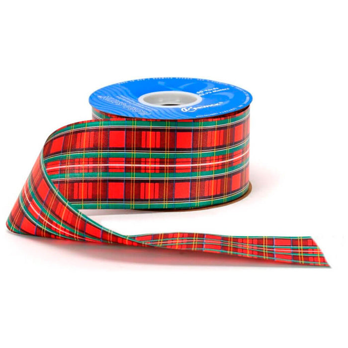 Flora Satin Red Tartan Plaid  #40 2-3/8in