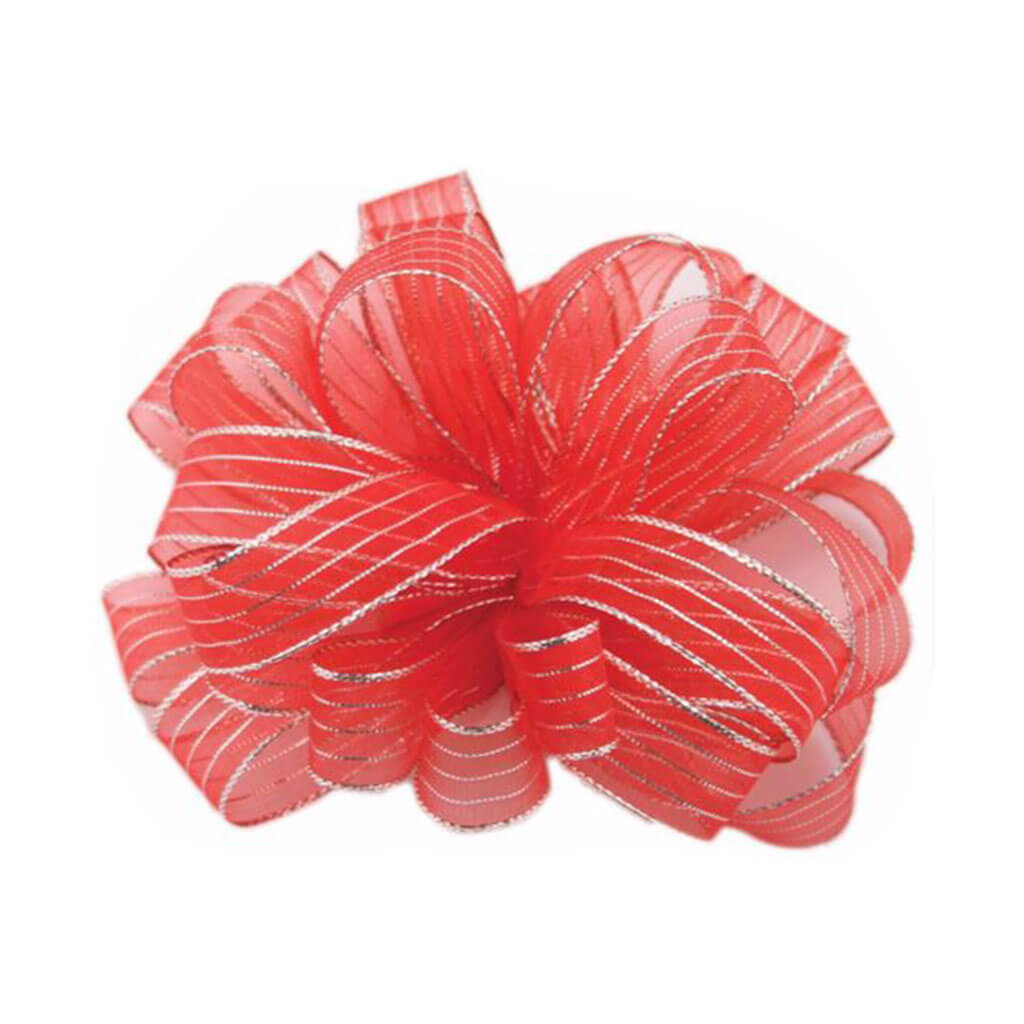 Striped Chiffon #3 5/8in Red