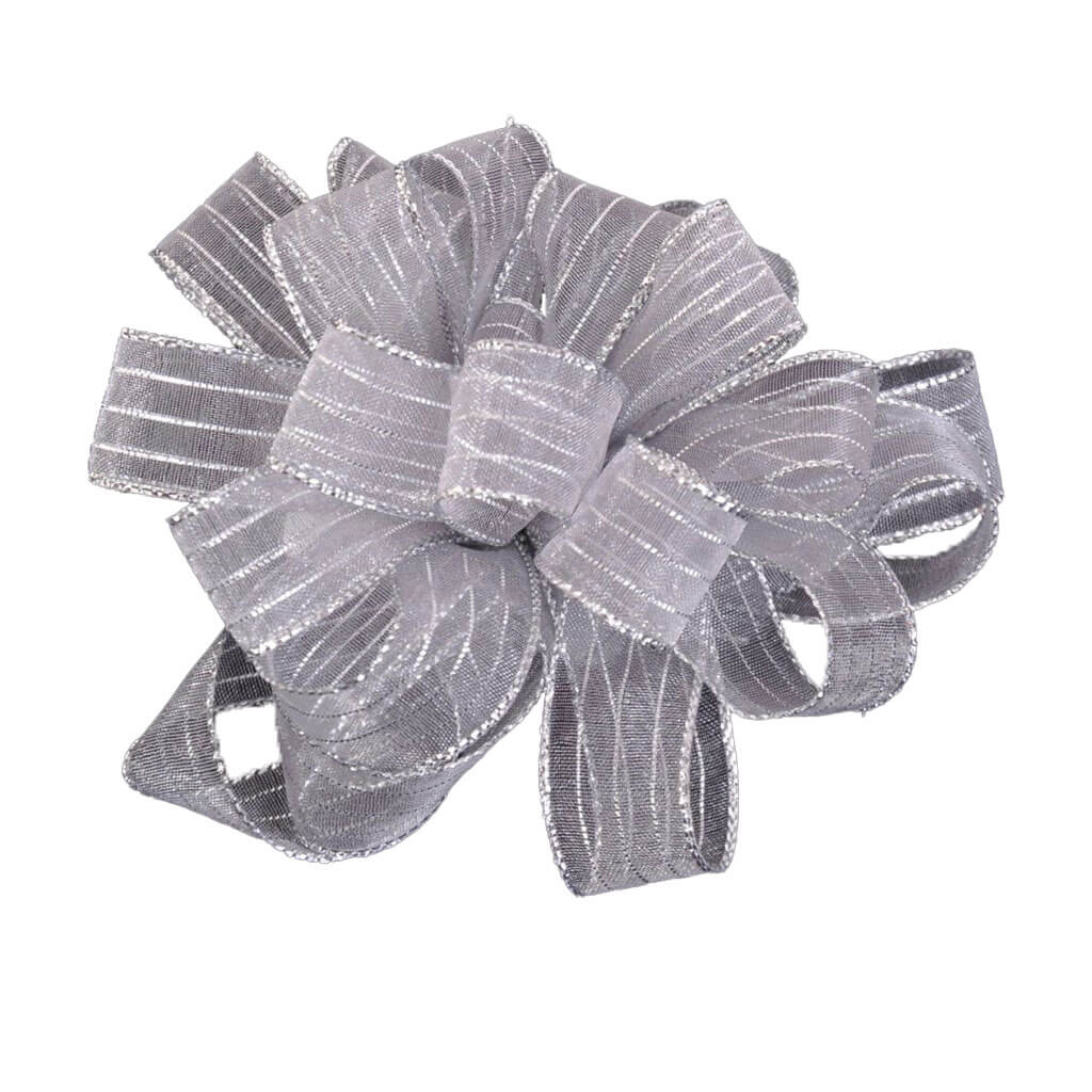 Striped Chiffon #3 5/8in Silver