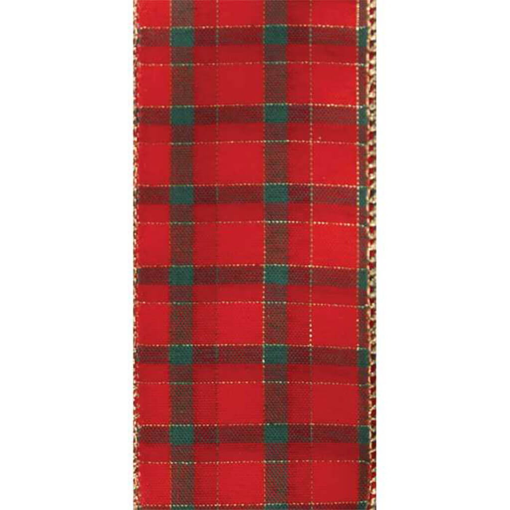 Wired Dwi Santa Plaid Red/Gold #9 1-1/2in