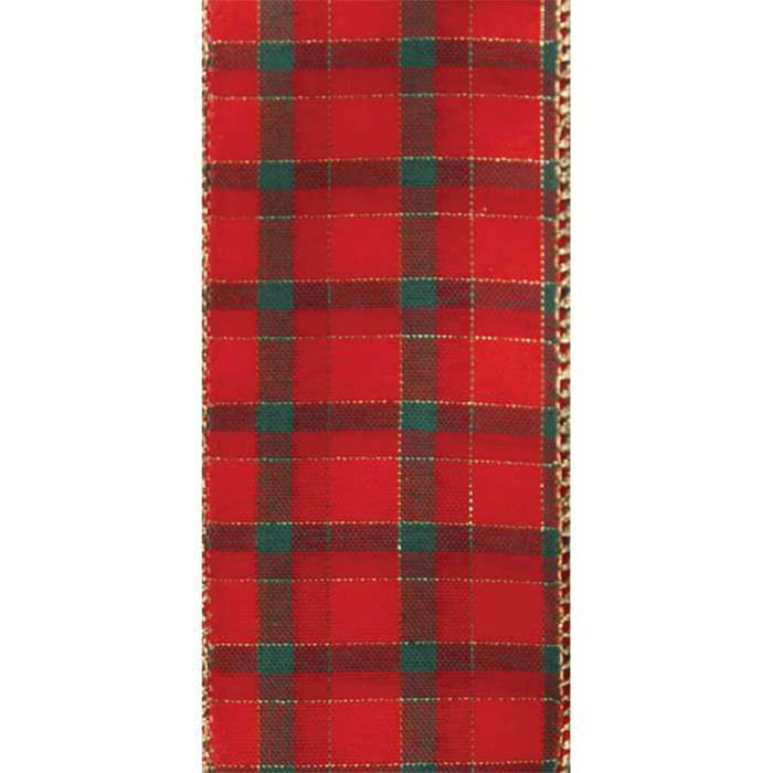 Wired Dwi Santa Plaid Red/Gold #9 1-1/2in