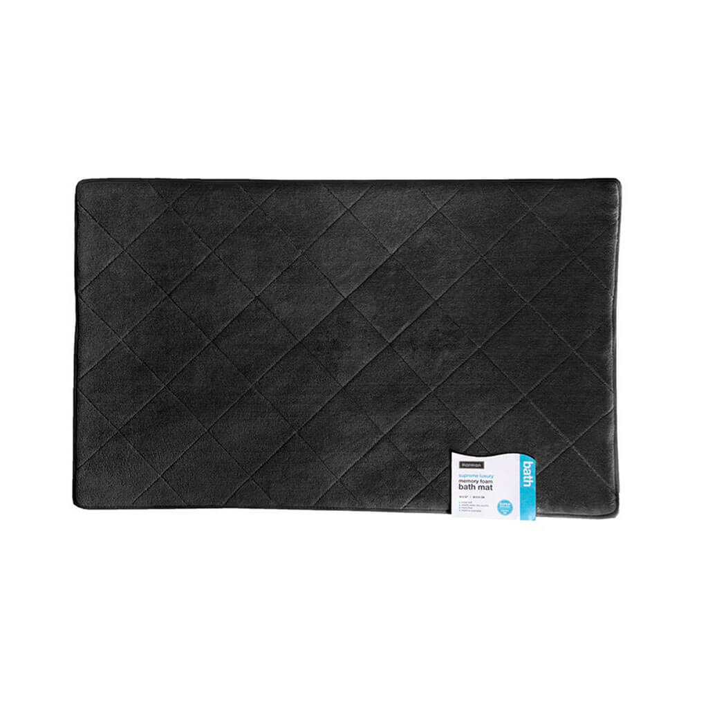 Supreme Memory Foam Bath Mat Black, 20in x 32in