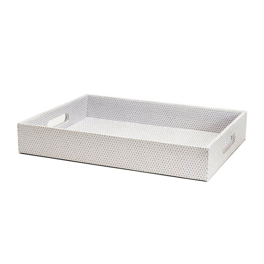 Diamonds Rectangular Tray with Handles White