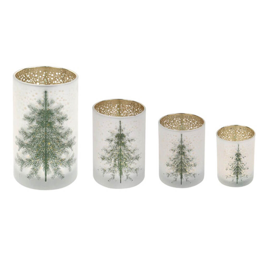 Frosted Forest Candle Holder Set of 4