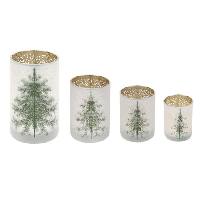 Frosted Forest Candle Holder Set of 4