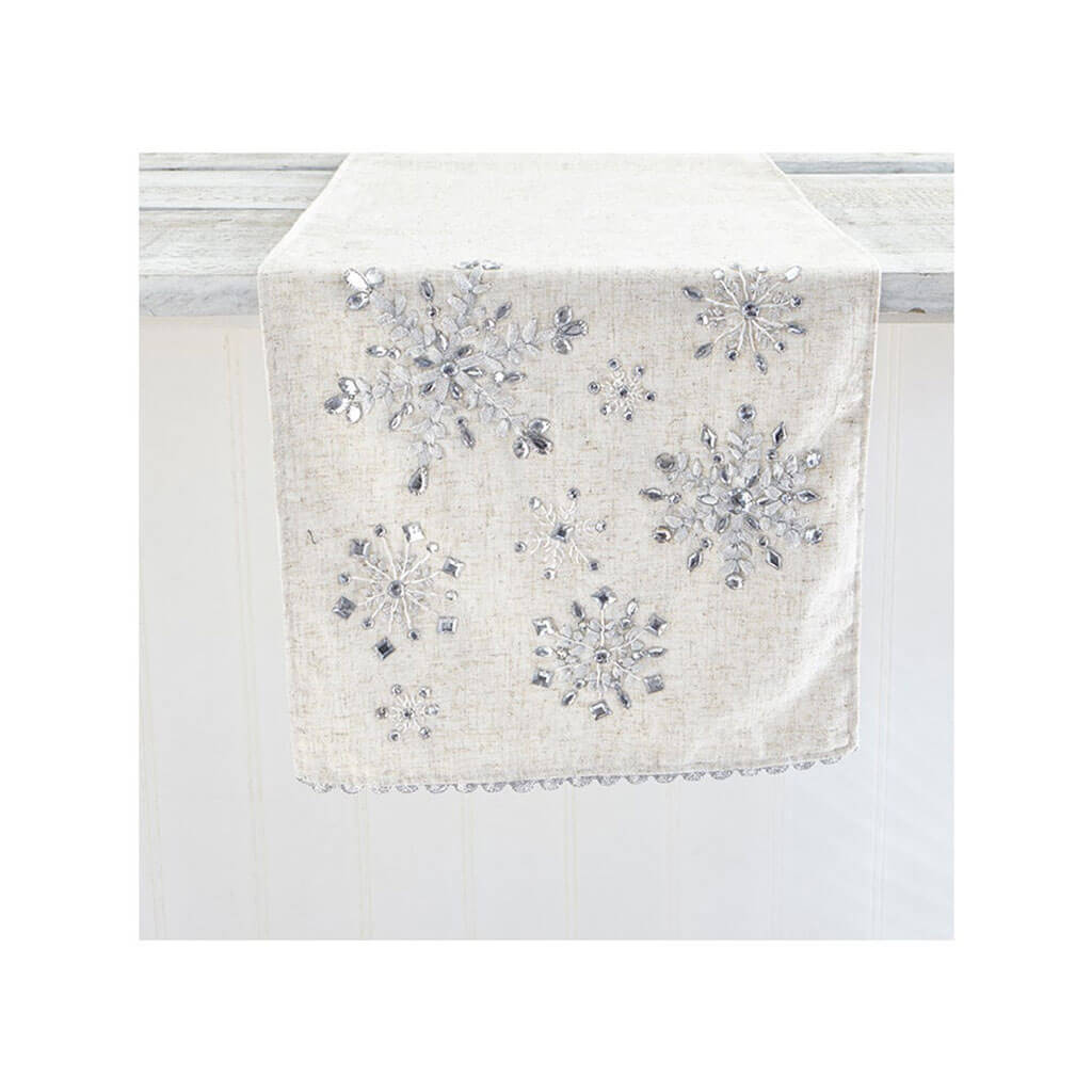 Glam Snowflake Table Runner Natural
