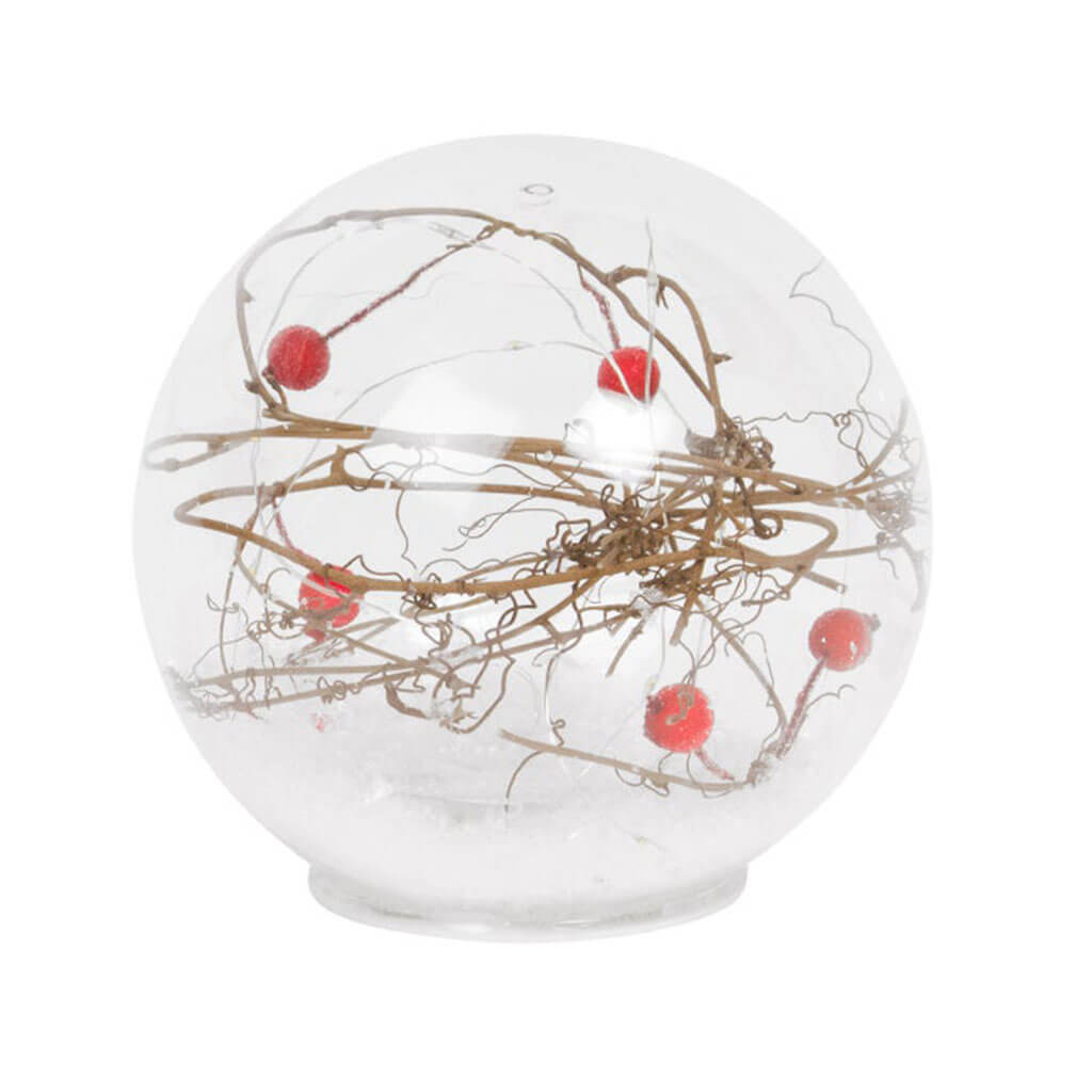 Winter Berry LED Glass Snow Dome Multi