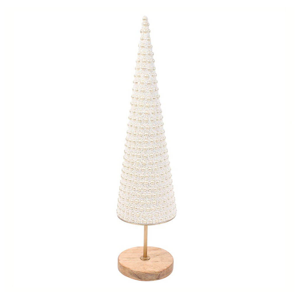 Pearl Beaded Tree Cone Large Pearl